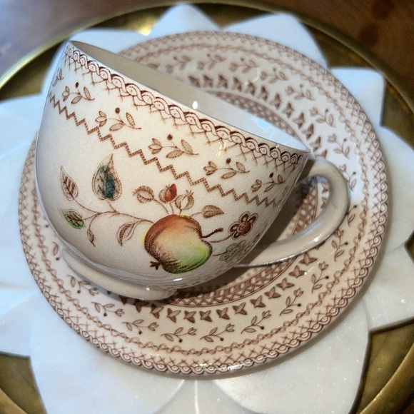 Vintage Johnson Bro Fruit Sampler Cup + Saucer Staffordshire Old Granite England - Picture 11 of 13